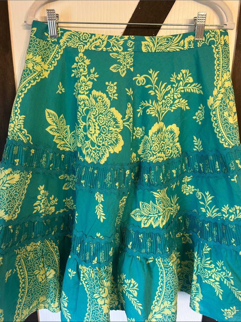 Odille Teal and Yellow Floral Tiered Circle Skirt